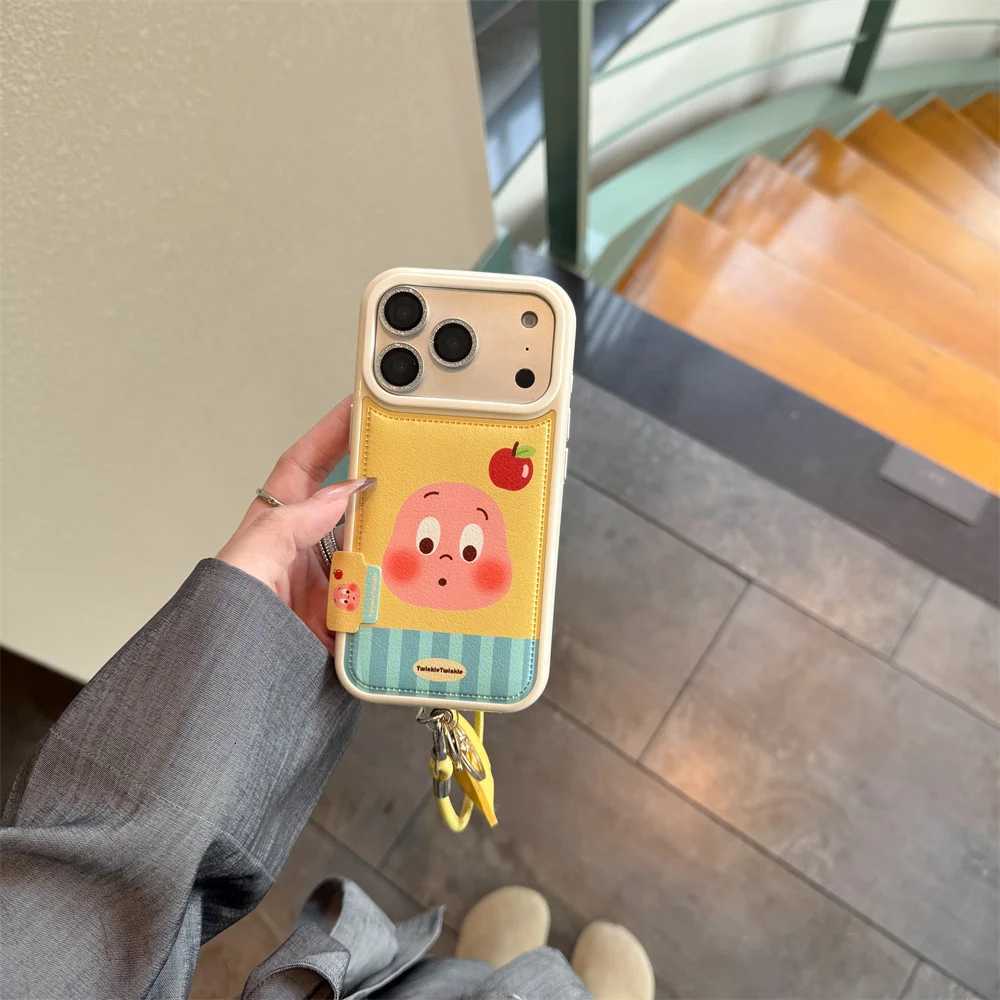 New Korean Star Man leather strap cartoon suitable for iPhone 17/13/14/15/16 Pro Max anti drop protective case H251203