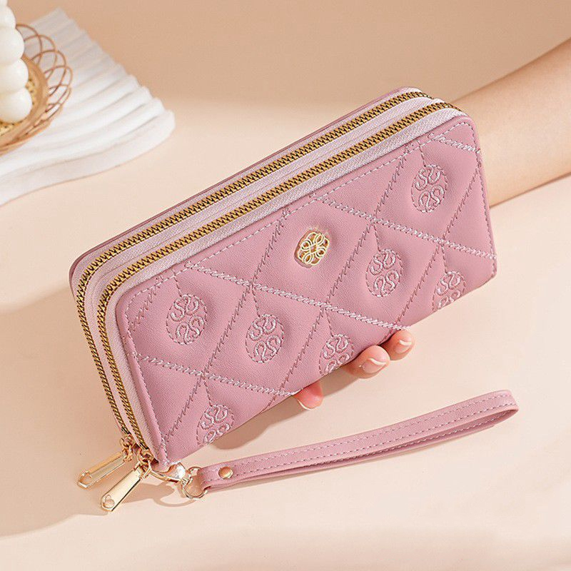 Ladies' wallet with high-end fashion and printed long wallet, card bag, mobile phone bag, new large capacity handbag, double zipper wallet, whole