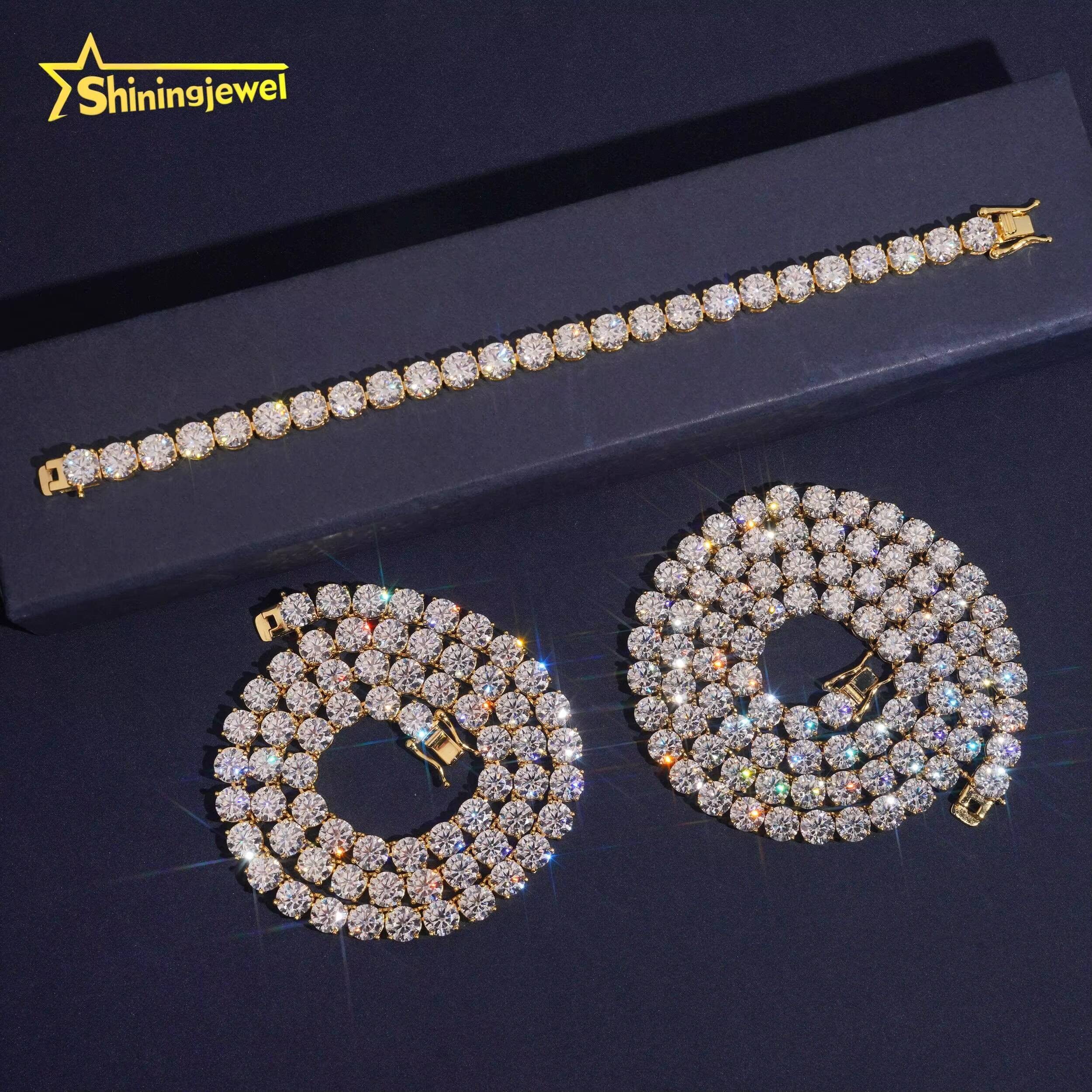 Fast Shipping 925 Silver Jewelry Hip Hop Classic High Quality 65mm VVS Moissanite Diamond Tennis Chain