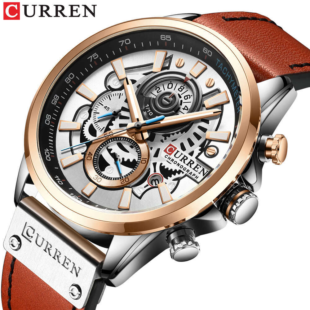 Waterproof Quartz Multifunctional Men's Calendar Leather Strap Watch