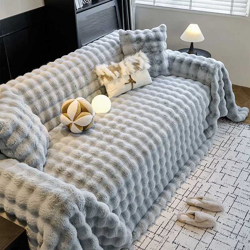 1PC-Plush sofa towel sofa cover integrated winter plush thick anti slip all inclusive universal sofa towel M251204 - view 6