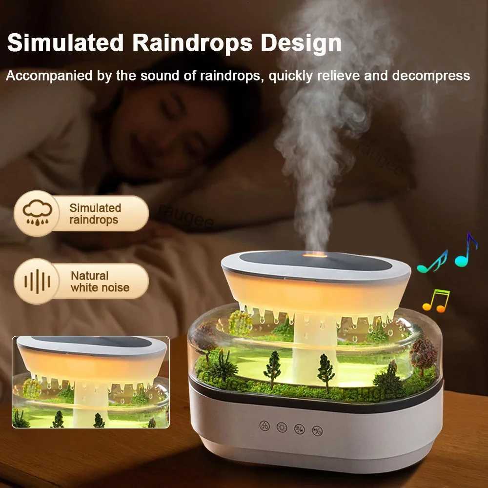 New Raindrop Air Humidifier Ara Humidifier Colorf Atmosphere Light White Noise Music Essemtial He Oil Fragrance Diffuser C251204