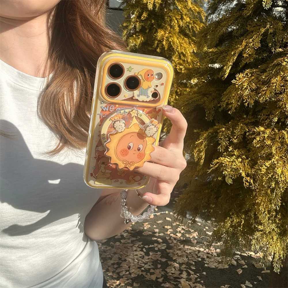 Cute Stars Cartoon For Magnetic Stand Phone Case For iPhone 17 16 Pro 15 14 Pro Max Cover with Rotate Holder Funda Cases H251203