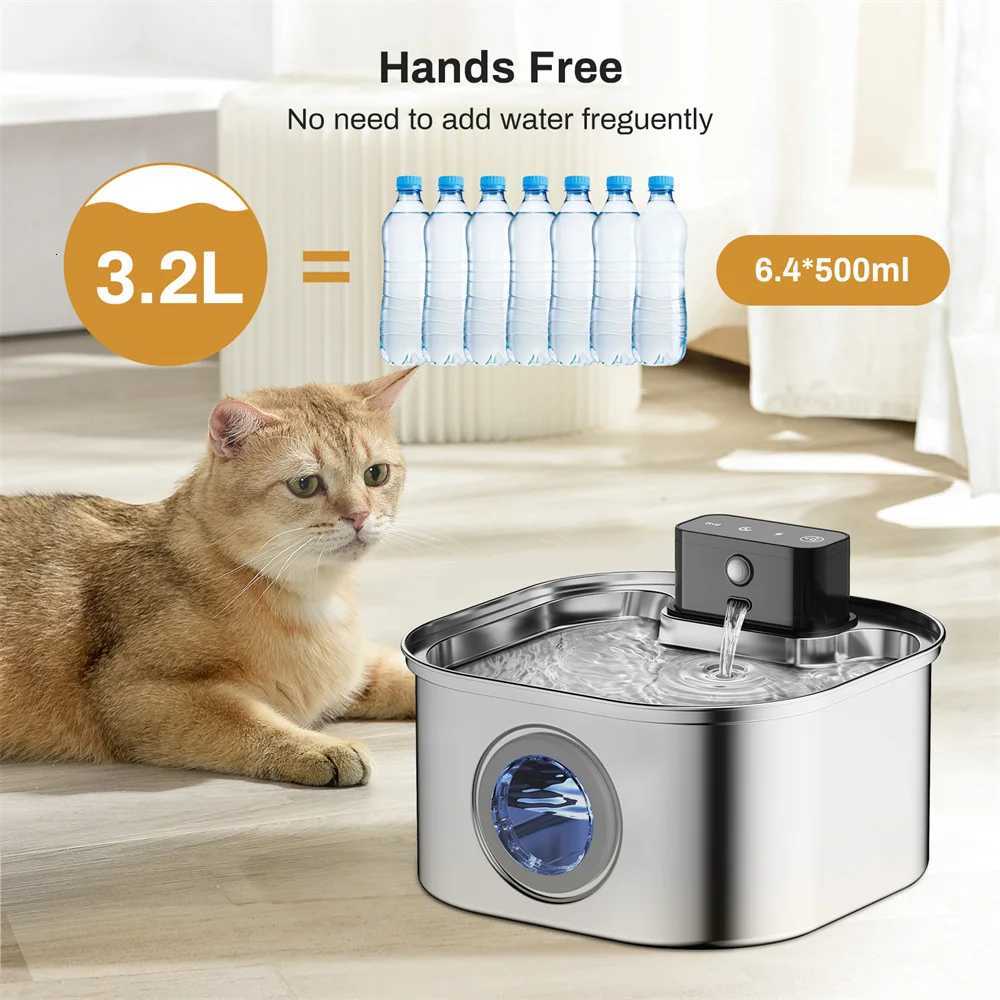 32Lstainless steel wireless charging cat and dog water fountain rechargeable automatic induction cycle filter pet drinking bowl M251204