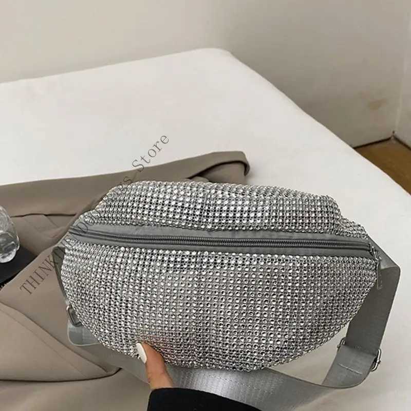 Unique Women Waist Bag Rhinestones Embellished Shoulder Pack Crossbody Purse Secure Zipper Design For Shopping Or TravelT251204