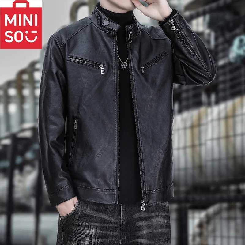Spring and Autumn New Plush Mens Leather Jacket with Soft Inner Windproof Fashionable Warm Versatile Personalized TrendyT251204