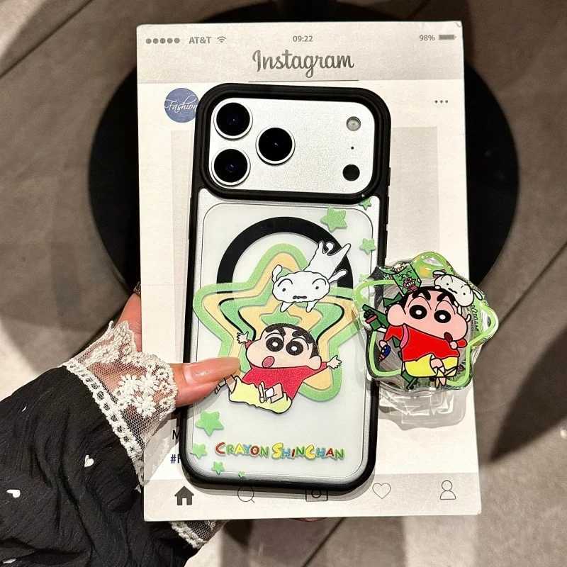 Cute Crayon Shin-chan Phone Case for iPhone 12 13 14 16 17 Pro Max Star SHINCHAN Nohara Shiro Holder Magnetic Cover H251203