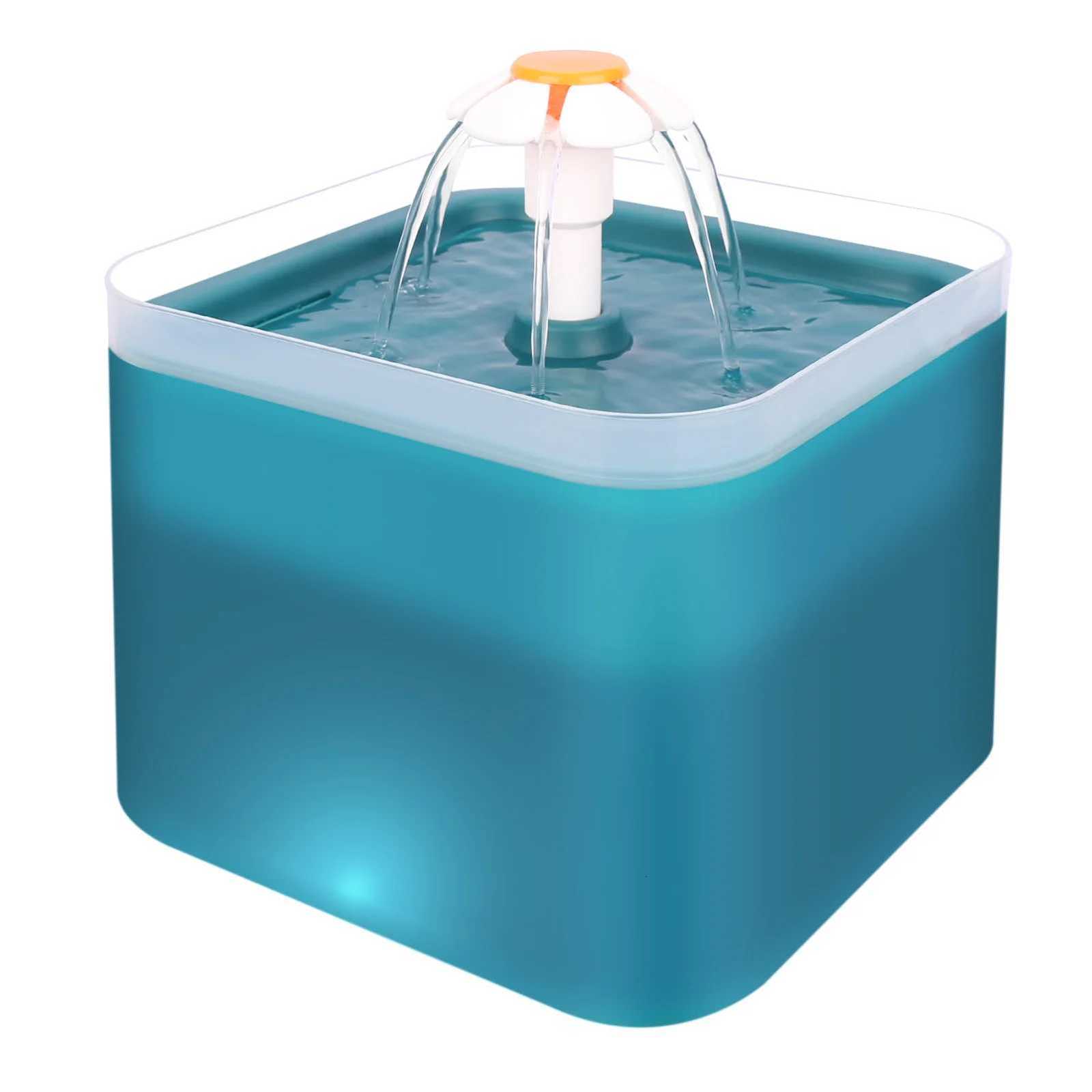 67oz/2L Ultra Silent Pet Fountain with LED LightingActivated Carbon Auto Filter Water Dispenser Mute Drinker for Cats Small Dog M251204