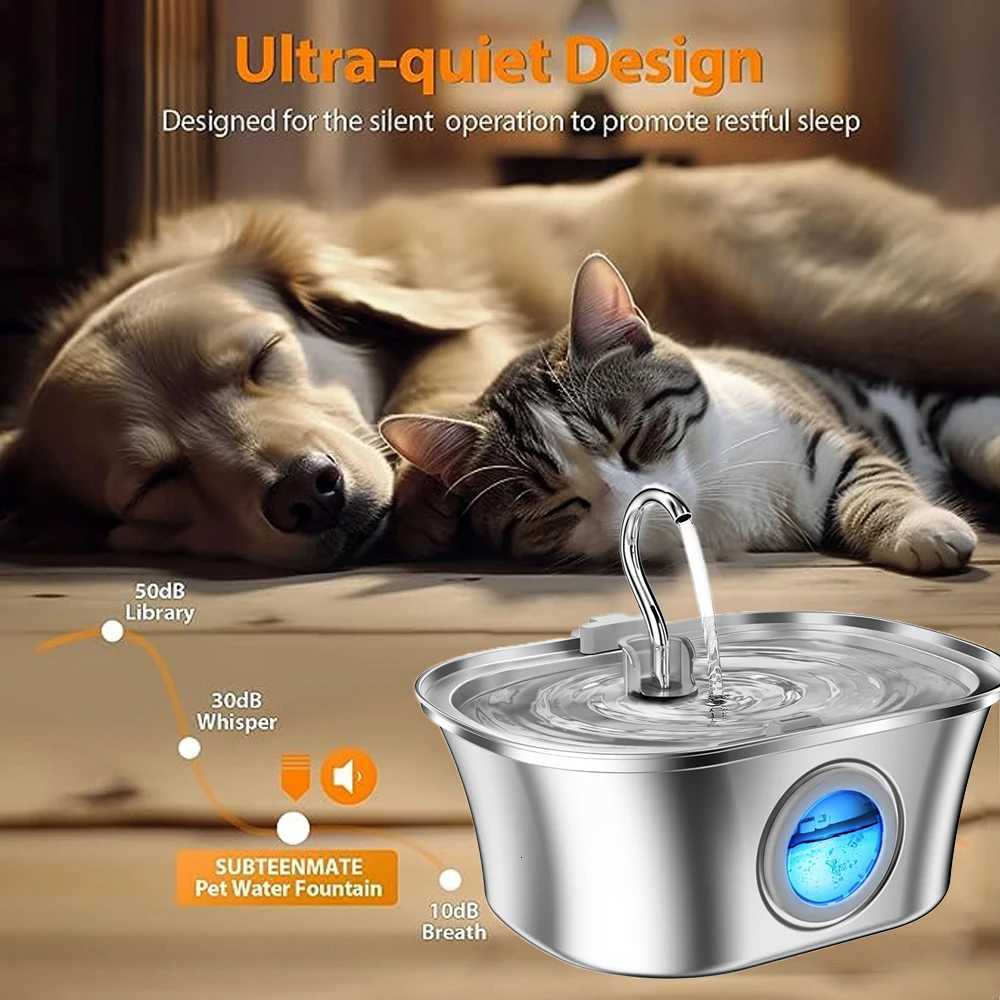 Cat/Dog Water Fountain with Water Level Window 32L Stainless Steel Boat Shape Dog Fountain Pet Water Dispenser Cat Product M251204