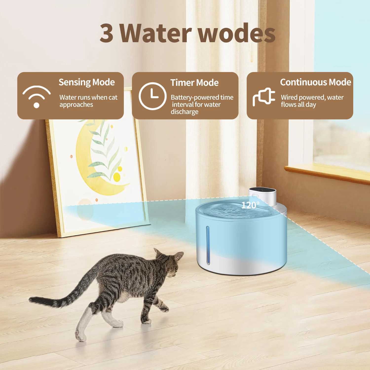 4L Cat Water Fountain Automatic Wireless USB Pet Drinker Battery Sensor 2 in 1 Dispenser drinking fountain for cat dog M251204