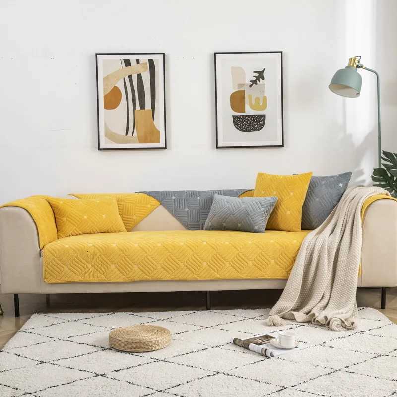 Nordic Solid Color Thick Plush Sofa Cover Universal Non-Slip Sofa Cushion Sofa Towel Couch Slipcover Home Living Room Decor M251204 - view 6