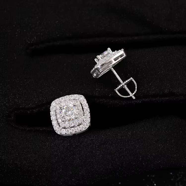 Pass Diamond Tester VVS Moissanite D Color with GRA 925 Silver Fine Jewelry Stud Earring for Men Women