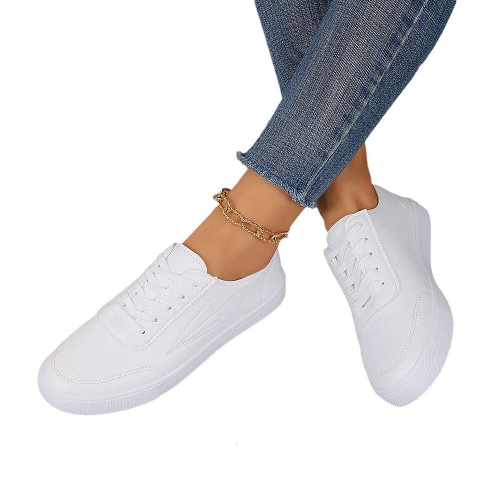 plus size white shoes for women 2024 spring new roman style fashion flat nonslip free shipping niche designer laceup casual sneakers trend
