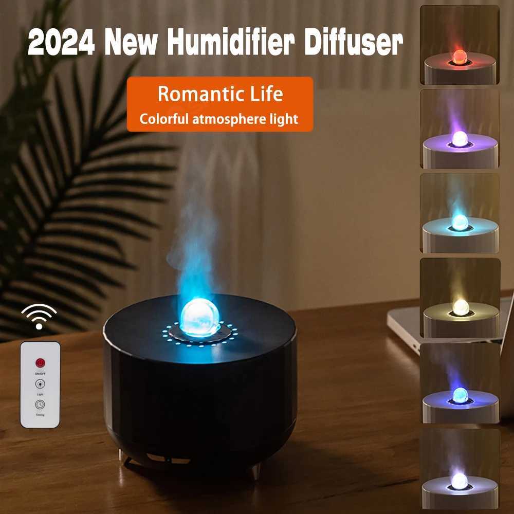 2025 New Simated Flame Ara Diffuser Essential Oils Air Humidifier Diffuser with 7 Colorf Lights Remote Control for He C251204