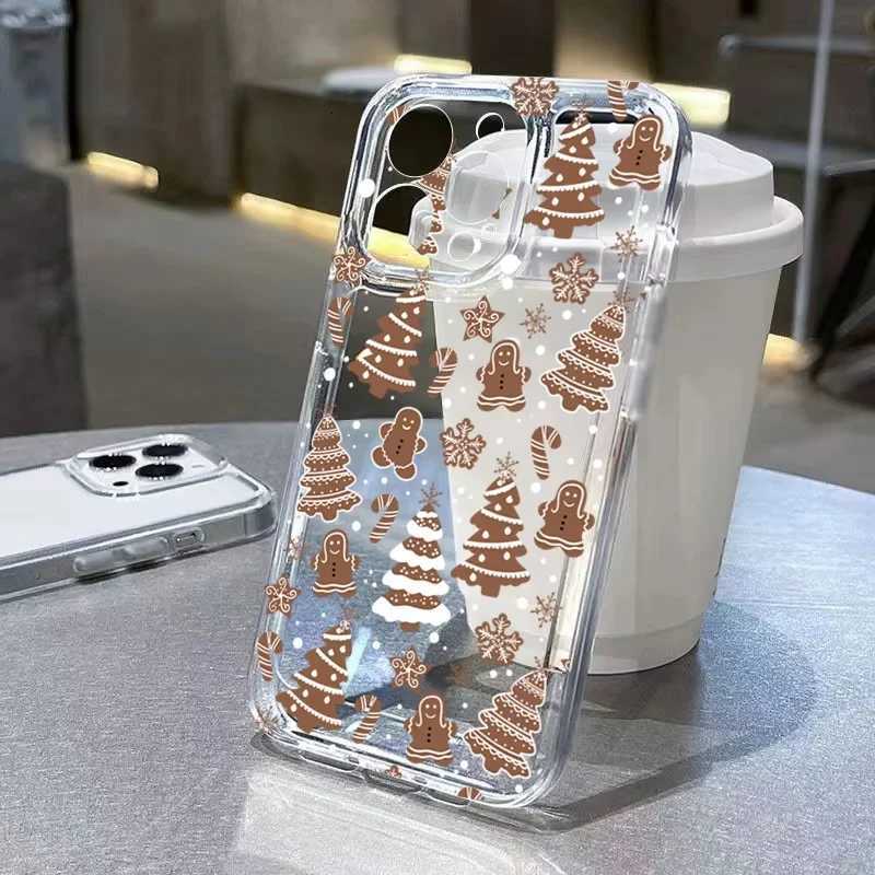 Trendy New Year Christmas Tree Snowman Transparent Phone Case For IPhone 16 15 17 11 13 14 Pro Max Plus 17 Air 12 Mini 16E Cover H251203