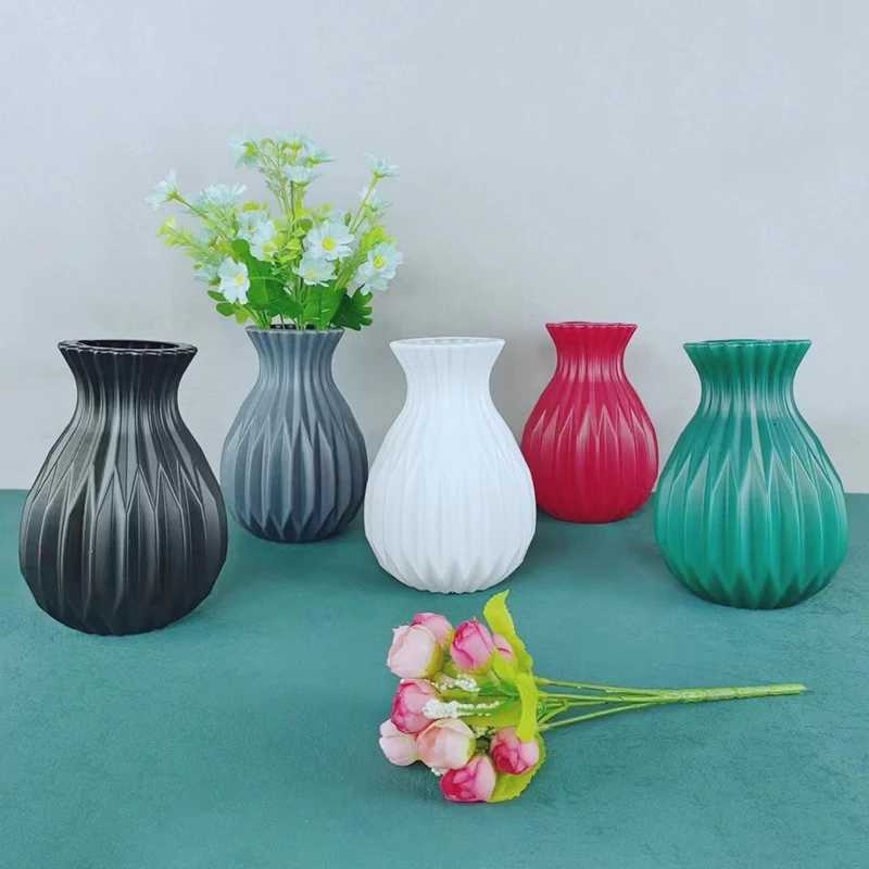 1 Pc Nordic Flower Vase Imitation Ceramic Plastic Flower Vase Living Ro Desktop Decoration Wedding Centerpiece Arrangement H251204