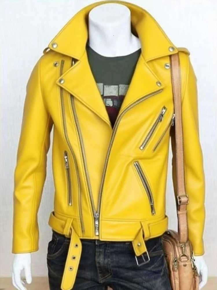 New Mens PU Leather Slim Fit Blazer Style Motorcycle Jacket Korean Style Casual CoatT251204