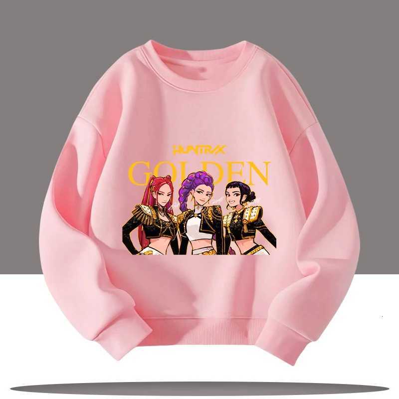 K-pop Demon Hunters new childrens crew-neck sports shirt - cute girl casual top - childrens clothing with cartoon printW251204