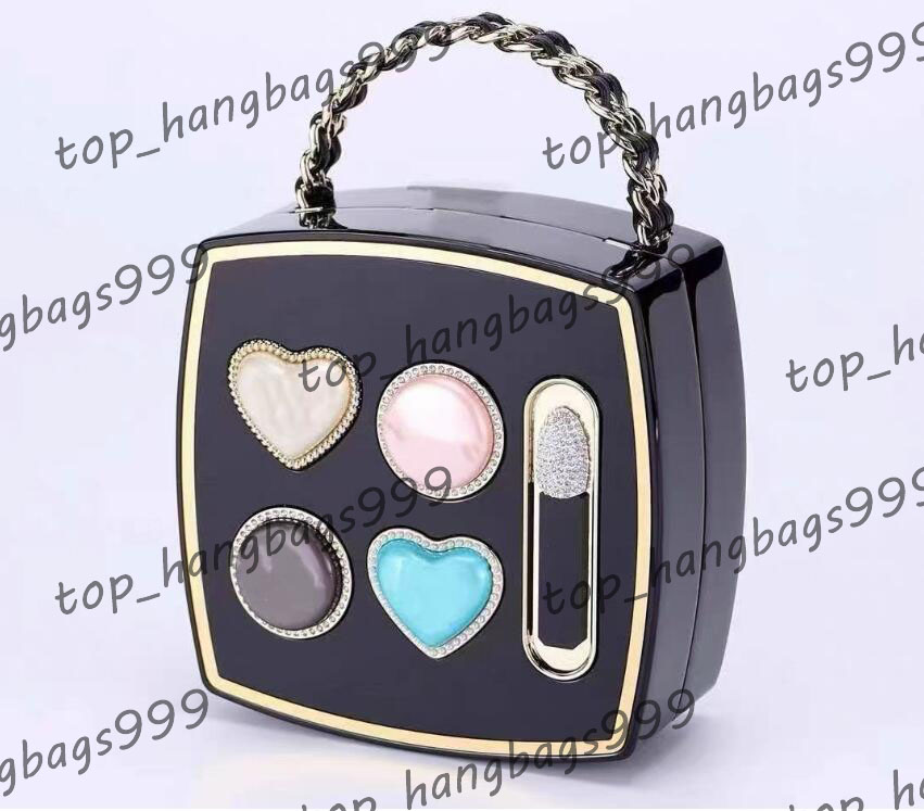 Acrylic Camellia Mini Dinner Bag Makeup Sacoche Designer Lady Shoulder Bags Color Love Badge Gold Metal Matelasse Chain Luxury Handbag Crossbody Round Box 13x13cm