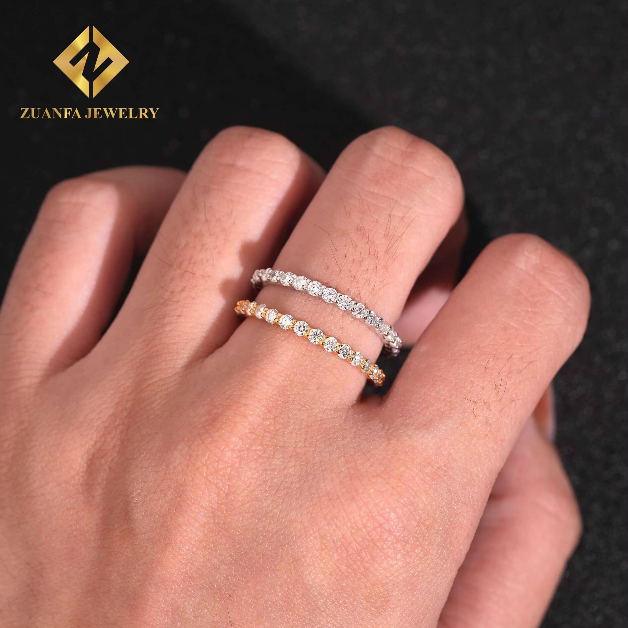 S925 Sterling Silver Moissanite Ring Eternity Wedding Bands Engagement Round Diamond 20mm Rings Jewelry Women