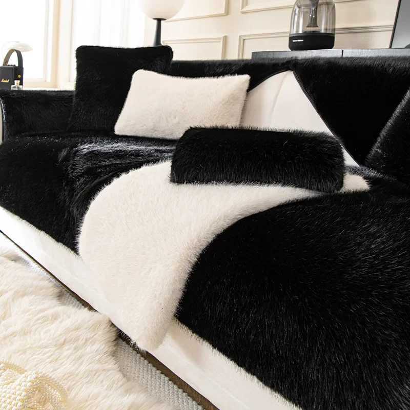 French Style Mink Plush Sofa Cover Winter Warm Thicken Sofa Covers L-shaped Living Room Home Couch Mat Non-slip Sofa Slipcovers M251204 - view 3
