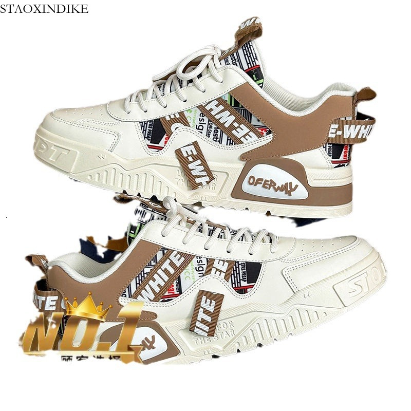 White Men's Shoes Spring Winter Breathable 2025 New Trendy Brand Thick Sole Sports Casual Sneakers Niche Versatile Trendy Shoes