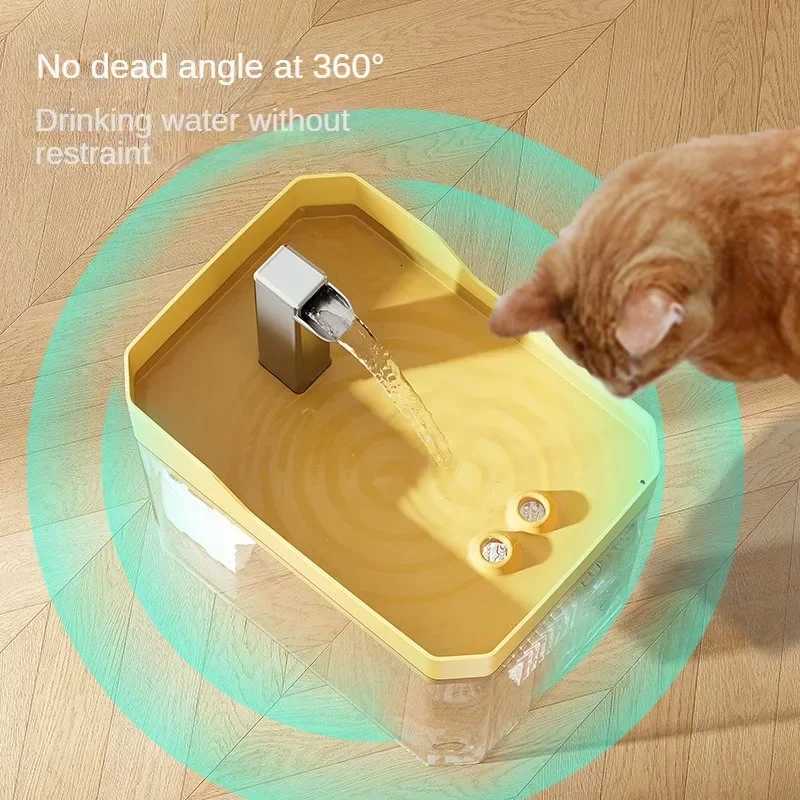 Cat Water Fountain Automatic USB Pet Drinker Filter Recirculating Transparent Anti Dry Burn Feeder Pump Quiet Fresh Flow M251204