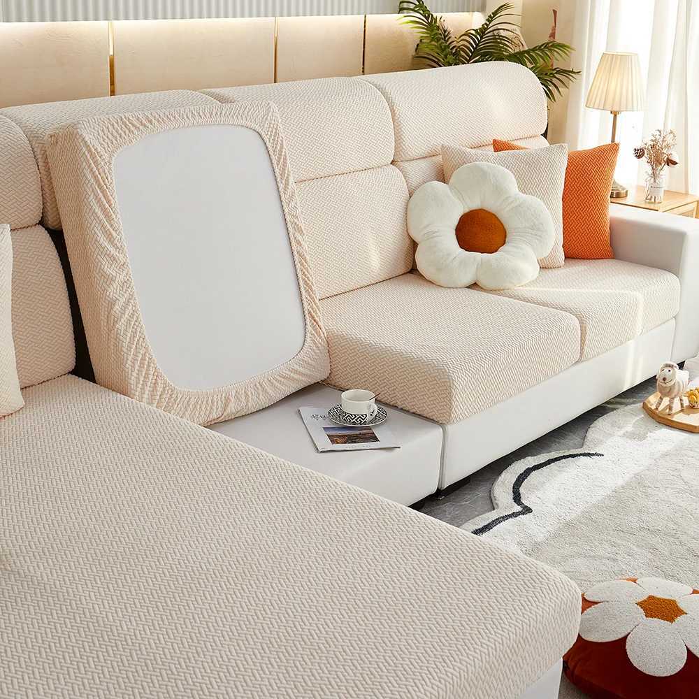 1pc Jacquard Sofa Slipcover Twill Pattern Elastic Sofa Covers Furniture Protector for Bedroom Office Living Room Home Decor M251204 - view 6
