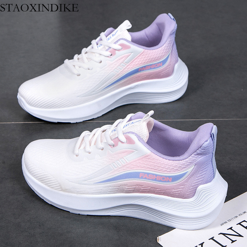 2025 New Spring and Autumn Ultra-Light Running Shoes Sports Shoes Breathable Shock Absorption Soft Sole Student Lightweight Running Women's Shoes