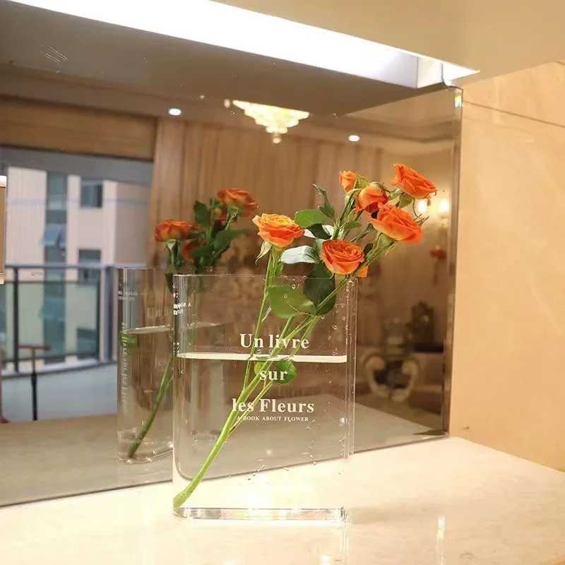 Clear Book Flower Vase Creative Acrylic Transparent Vase The Mystery Of Growth Book Vases Modern Decorative Vases Ro Decor H251204