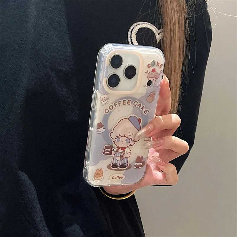 Funny Cute Cartoon Magnetic Phone Case For iPhone 17 14 15 16 Pro Max Back Cover with Stand Shockproof Cases For Capa H251203