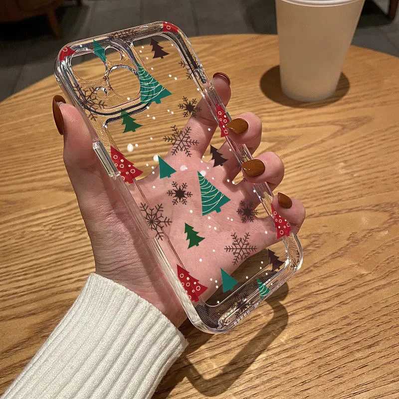ShockProof Silicone Phone Case Fore iPhone 14 15 13 12 11 Pro 16 17 Pro Max X XS 7 8 Plus Transparent Clear Soft Christmas Cover H251203
