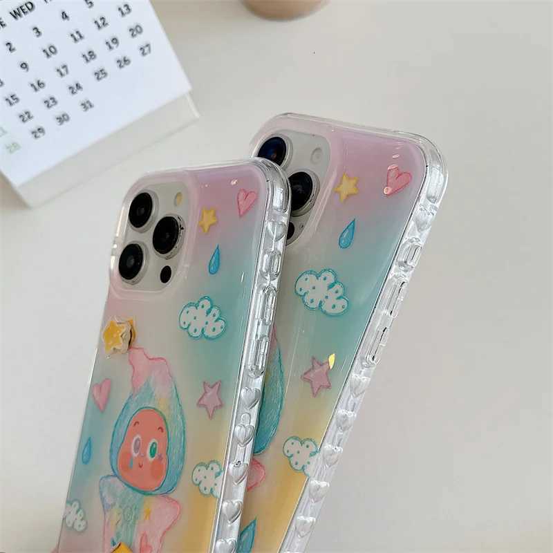 Korean Cute Raindrop Baby Phone Case For iPhone 15 Pro 14 16 Pro Max Back Cover with Rotation Star Shockproof Lovely Cases H251203