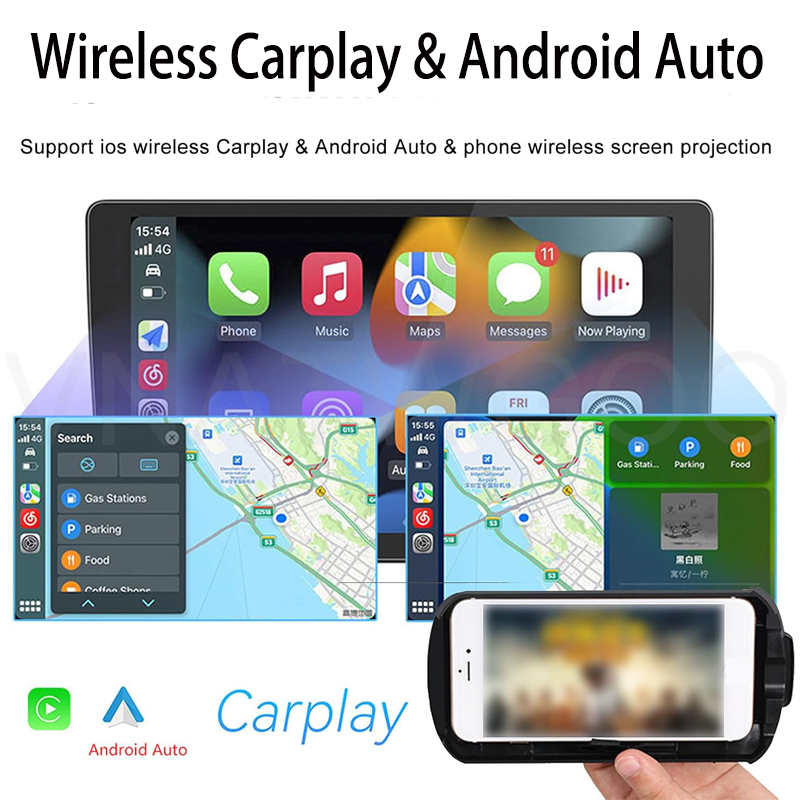 10.1" Car Headrest Monitor With Carplay Android Auto Mirror Link Vehicle IPS Touch Screen Back Seat Player Entertainment Device for Watching TV, 