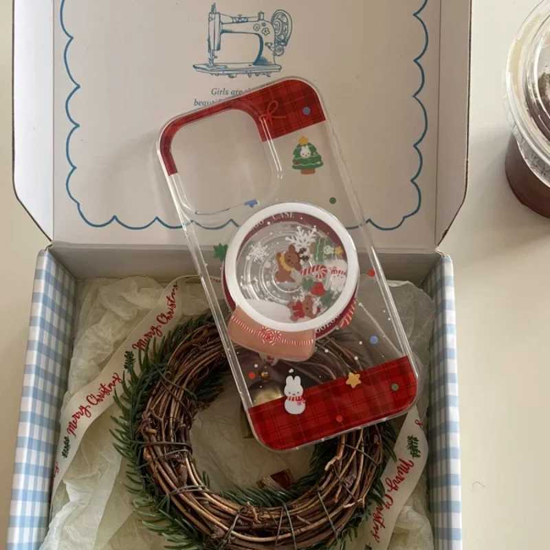 INS Korean Cute Snowflake Griptok Magnetic Phone Stand Foldable Wireless Charger Case for IPhone 17Pro Christmas H251203