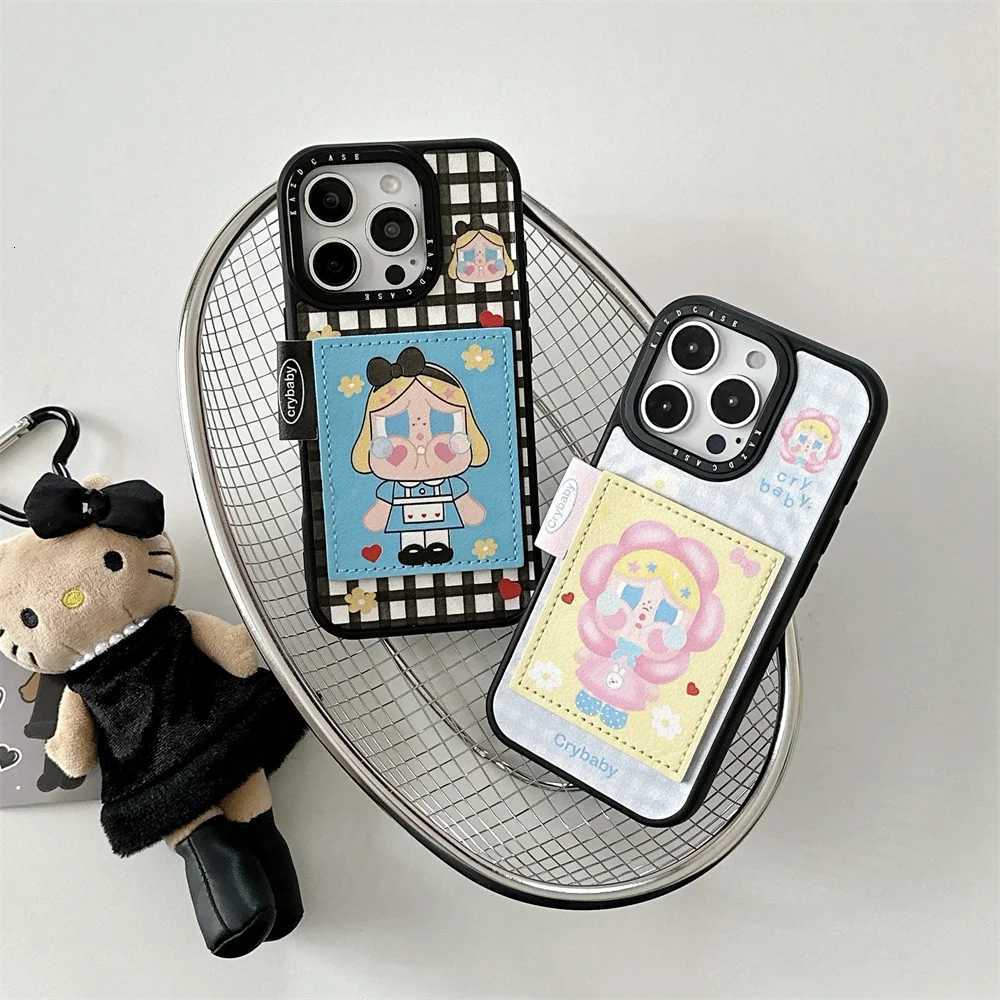 Korean Cute Cartoon Crying Girl Magnetic Grid Suitable for iPhone 12 13 14 15 16 Pro Max Anti Fall Package H251203
