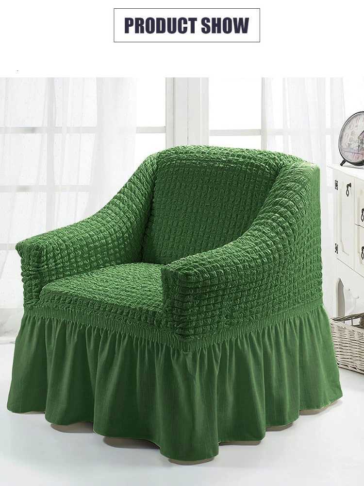 Single Seater Sofa Seater Seersucker Slipcover with Skirt Universal Stretch Sofa Couch Slipcover Easy Fitted Furniture Protector M251204 - view 7