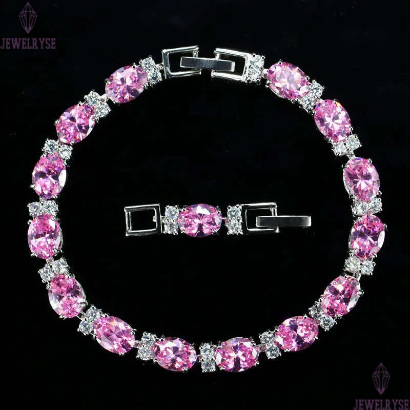 luxury pink diamond tennis bracelet designer for woman party green AAA cubic zirconia copper silver crystal bracelets womens engagement wedding jewelr
