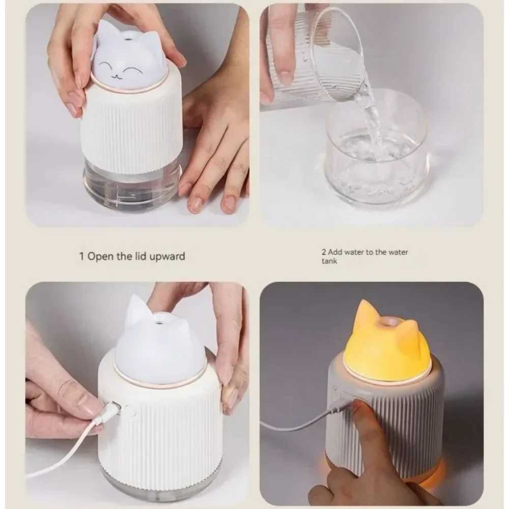 Cute Cartoon Humidifier Lamp Pet Humidifier Atmosphere Night Light Car Off Desktop Hydration Silent Net Celebrity Gift C251204