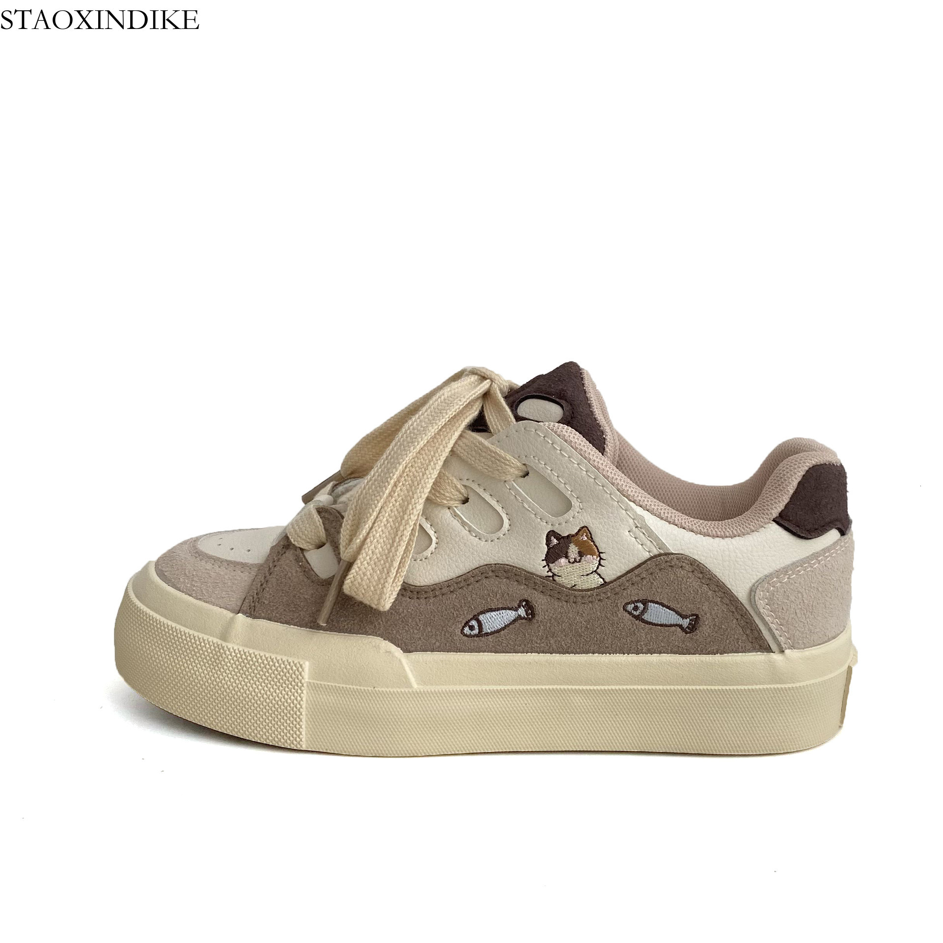 2025 Autumn New Breathable Color Block Skateboard Shoes Ins Student Korean Style White Shoes Women Trendy Loafers 6158