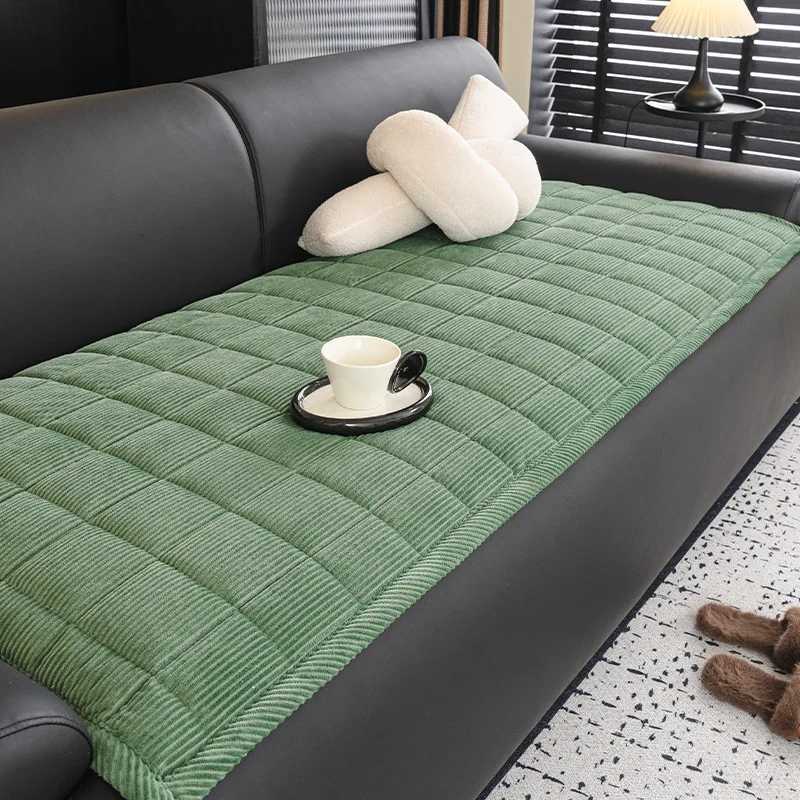 2025 Modern Minimalist Non-Slip Seat Cushion New Corduroy Grid Quilted Sofa Mat Winter Warm Thickening Plush Cushion Universal M251204 - view 5