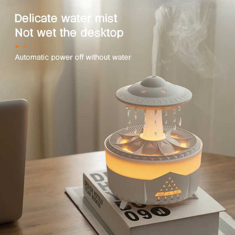 Raindrop UFO Shape Air Humidifier 2/4/8H Timing Colorf Night Light Aratherapy Essential Oil Diffuser He Bedro Best Gifts C251204