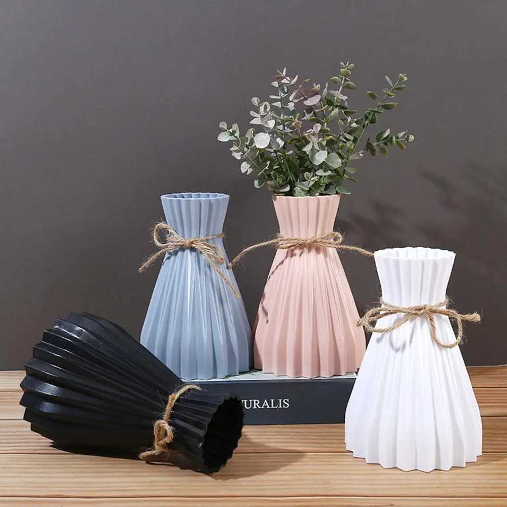 Plastic Flower Vase Creative Origami Vase European Pleated Vase Waist Folding Flower Vase Folding Paper Style Dry Flower Bottle H251204