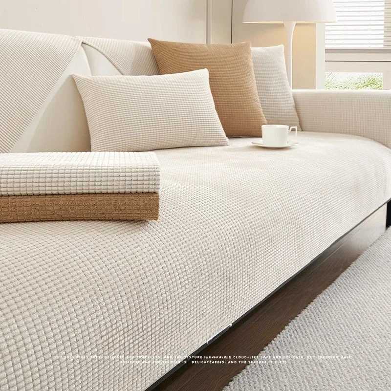 Polar Fleece Sofa Cover for Living Room Solid Color Sofa Cushion Non-Slip Couch Armrest Backrest Mat Home Furniture Protector M251204 - view 3