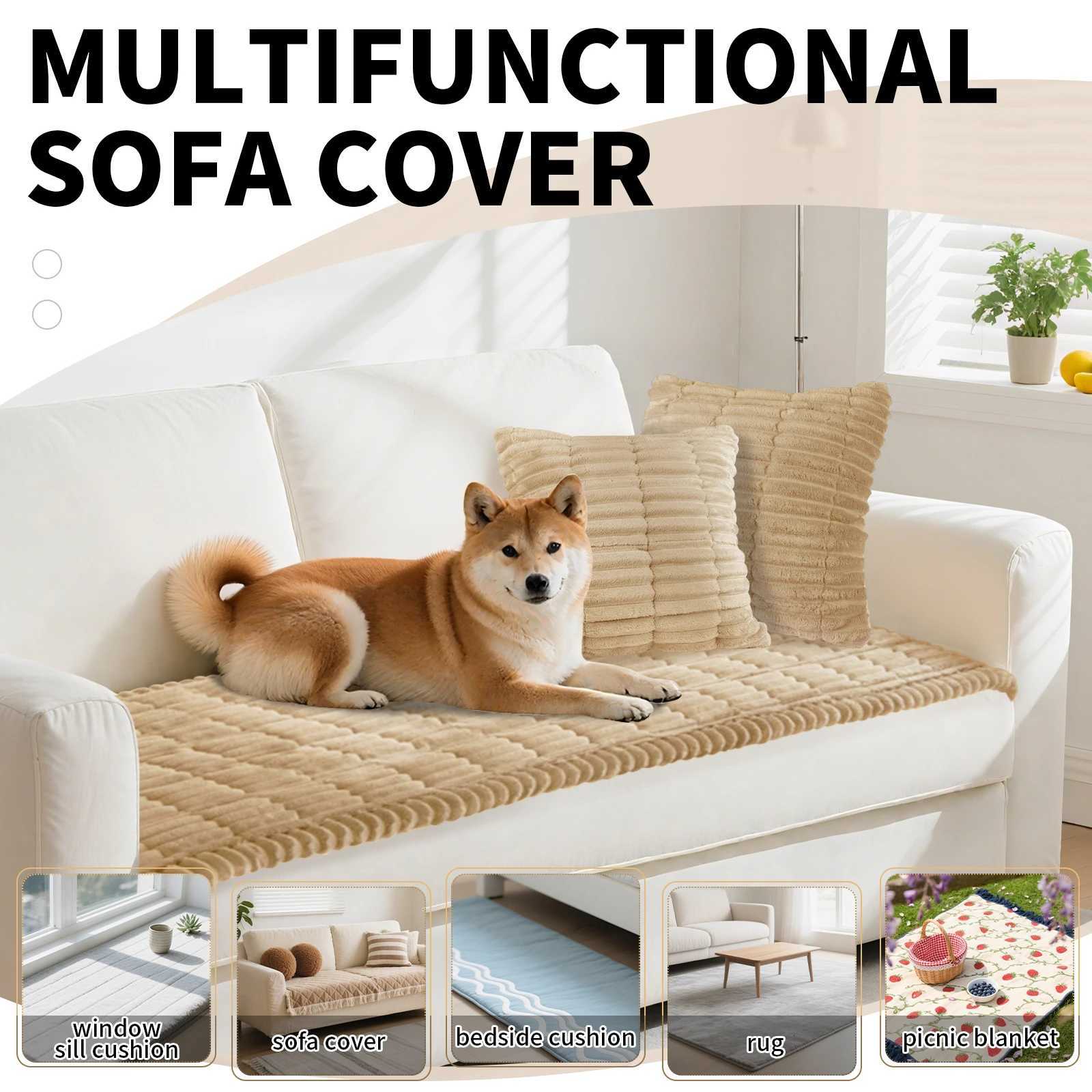 Thick Sofa Covers Soft Fuzzy Corduroy Universal Non-Slip Corner Couch Slipcover Washable Furniture Protector for Living Room Pet M251204 - view 7