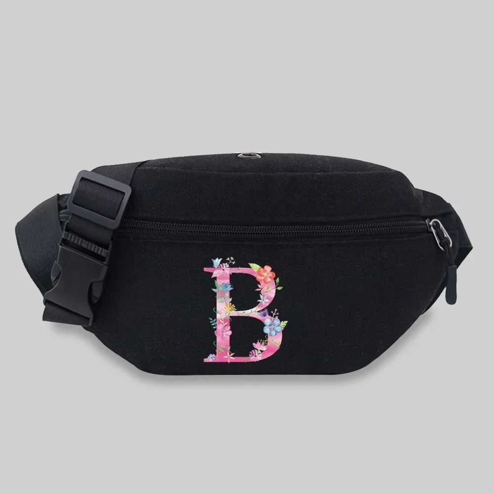 Chest Bag Travel Waist Bags Unisex Pink Letter Series Printing Lightweight Leisure Sports Banana Bags Canvas Fanny Pack 2024T251204
