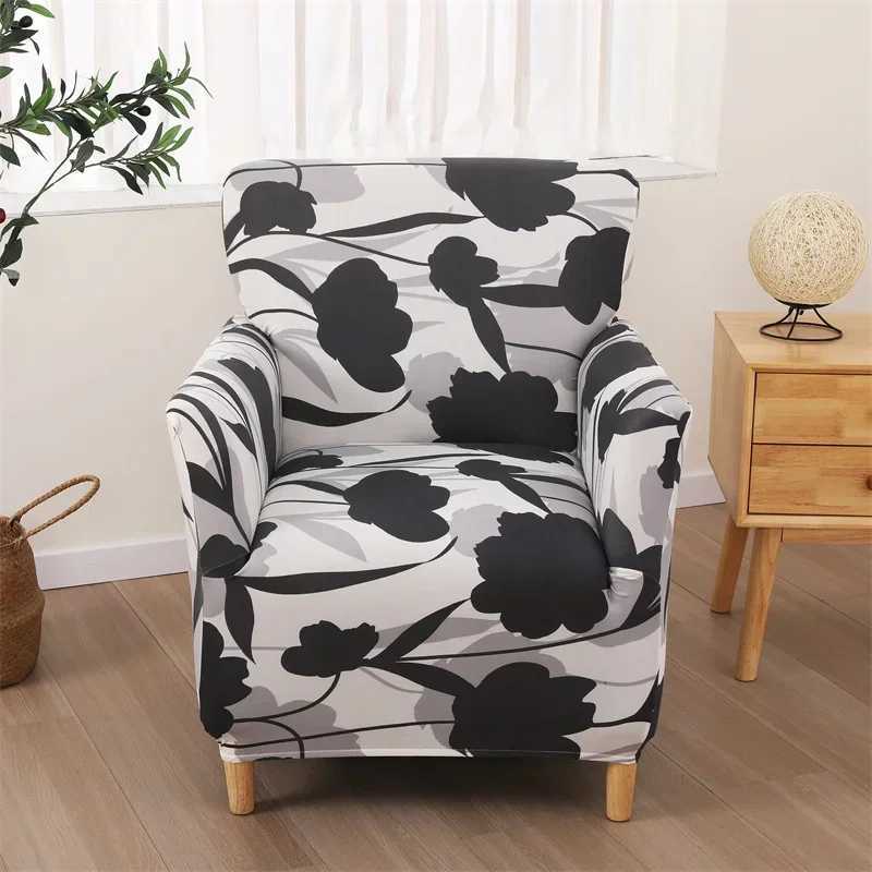 Flowers Tub Chair Cover Stretch Club Sofa Slipcovers Anti-slip Armchair Covers Single Sofa Covers for Living Room Bar Counter M251204 - view 4