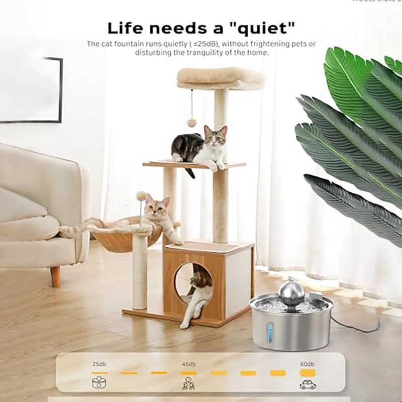 Water Level Window Pet Water Fountain 32L Stainless Steel with Ball Cat Fountain Cat Water Dispenser Cat Product M251204
