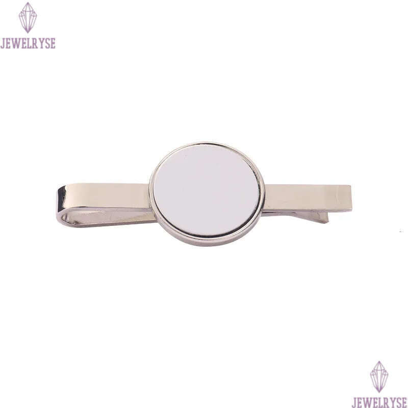 Fashion DIY Sublimation Blank Designer Clips Accessory Round Shape Copper Jewelry for Man Business Silver Tie Clip Fathers Day Dad Birthday Gift Lengt