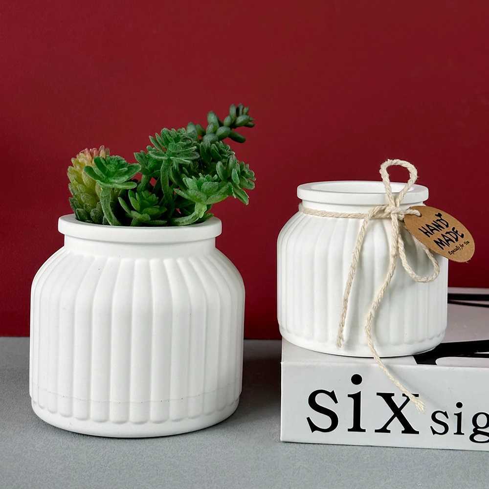 Round Stripe Flowerpot Silicone Mold DIY Concrete Cement Plaster Storage Box Candle Jar Ca Mod UV Epoxy Resin Craft Molds H251204